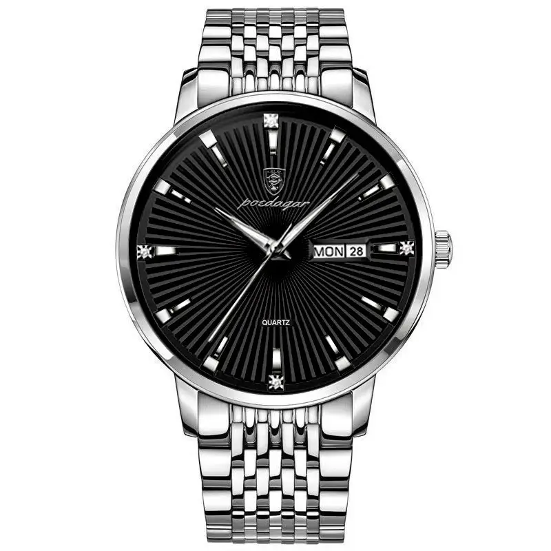 Men's Swiss Waterproof Luminous Watch Black Stainless - Image 4