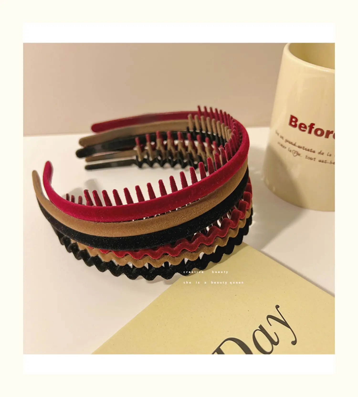 Flocking Hair Band for Women with Teeth Design — feature 1
