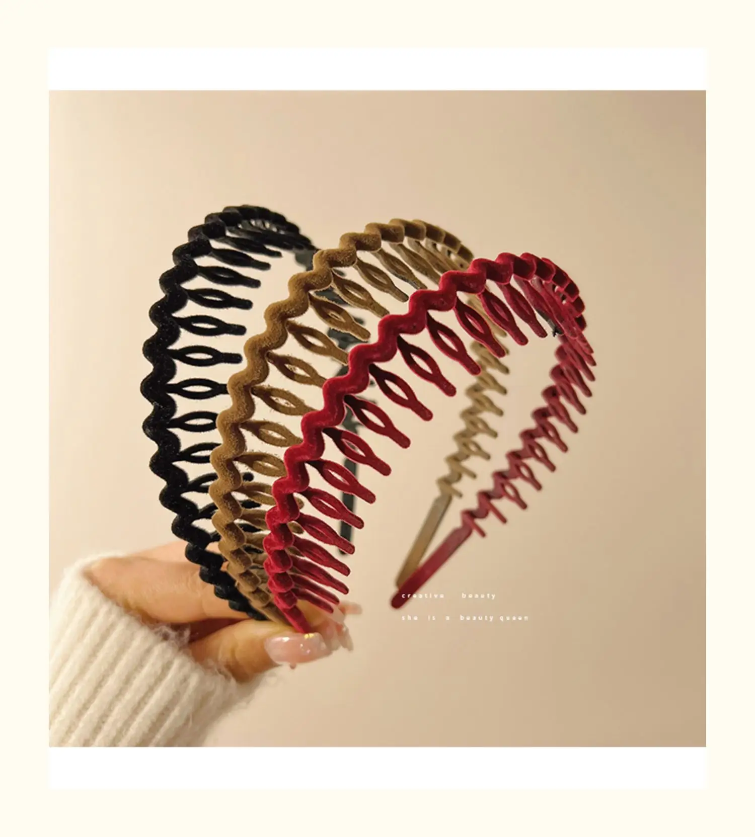 Flocking Hair Band for Women with Teeth Design — feature 4
