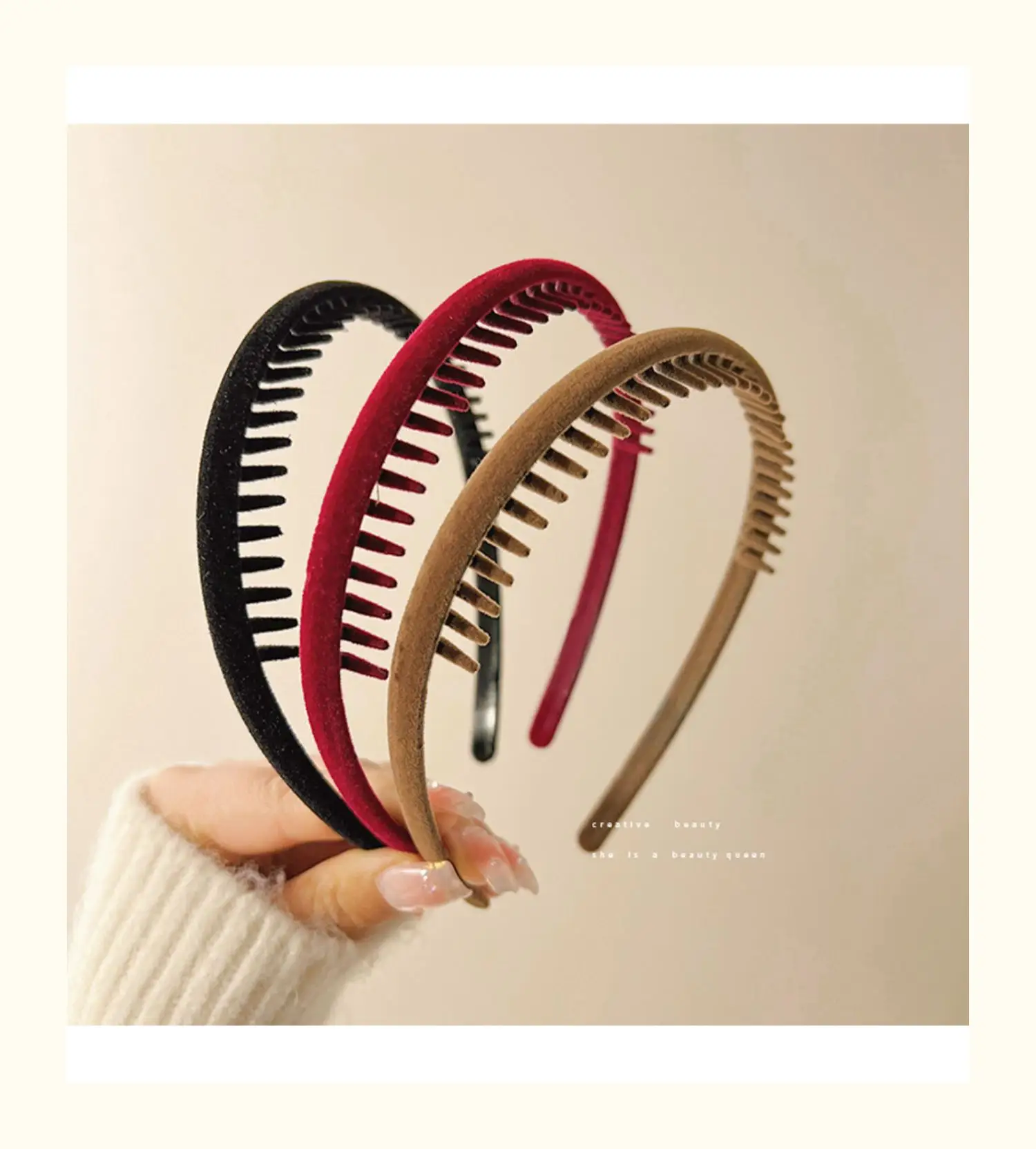 Flocking Hair Band for Women with Teeth Design — feature 5