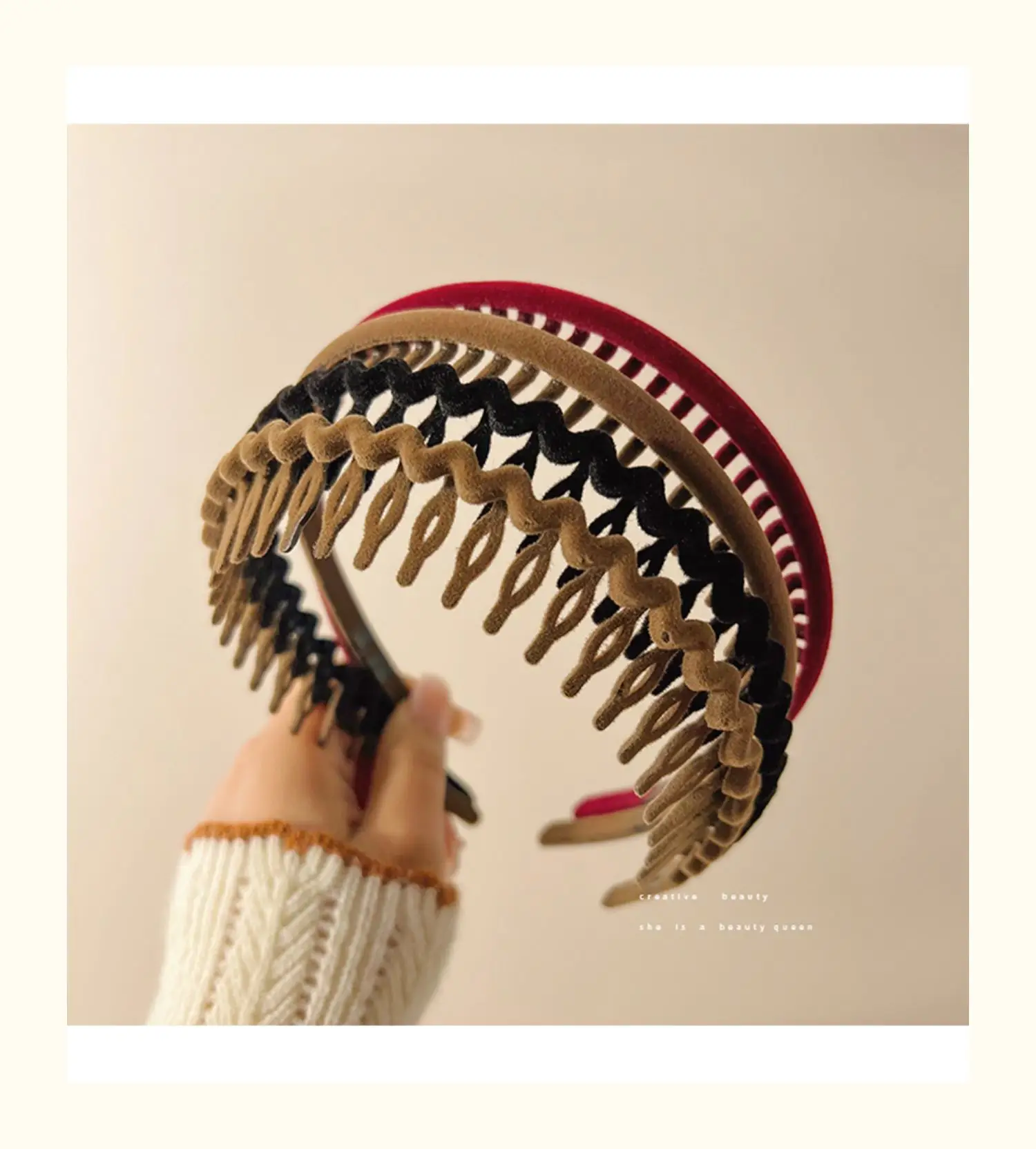 Flocking Hair Band for Women with Teeth Design — feature 6