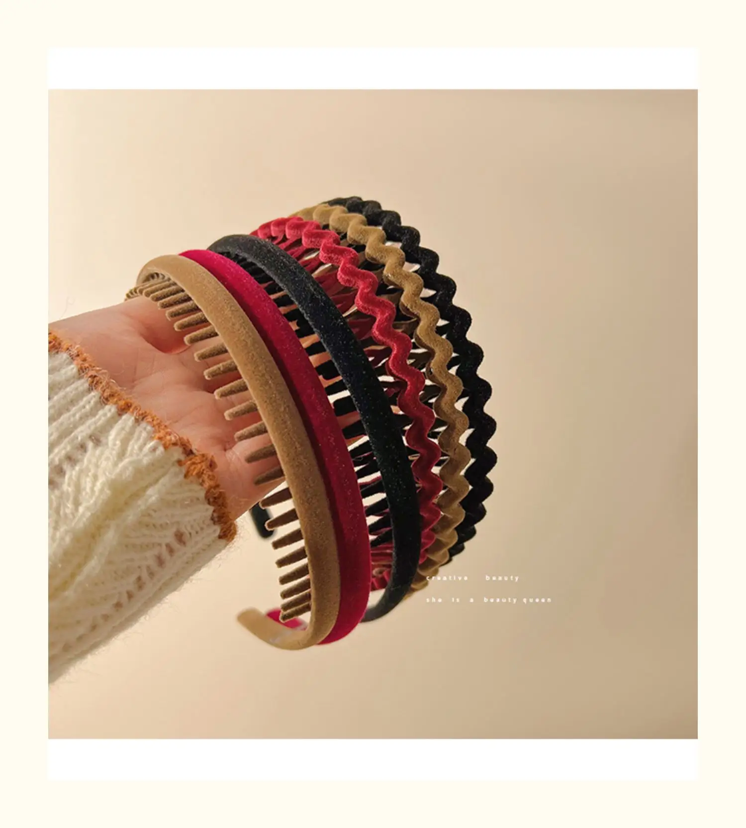 Flocking Hair Band for Women with Teeth Design — feature 7