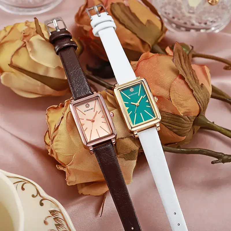 Women's Square Watch with White Band & Gold Plated Dial — feature 11