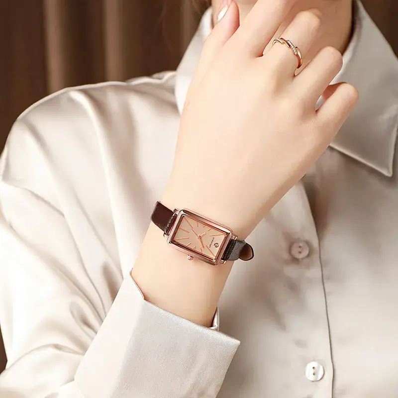 Women's Square Watch with White Band & Gold Plated Dial — feature 6