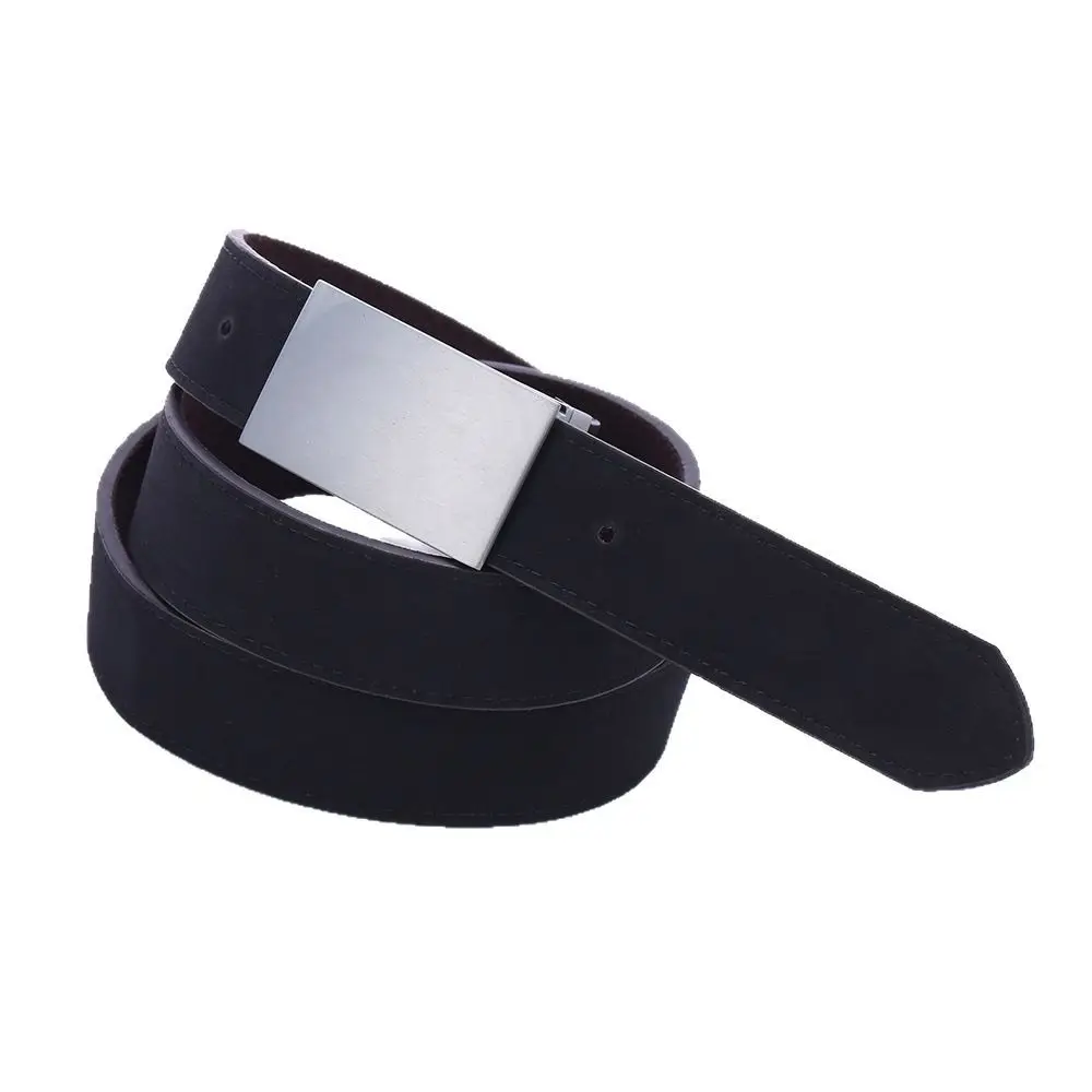 Men's Black Leather Belt with Rotating Buckle - Image 6