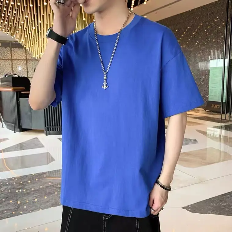 Men Grey T-Shirt 230g Short Sleeve Solid Color