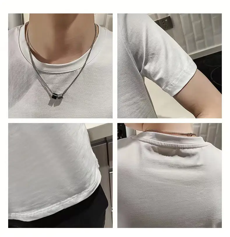 Men Grey T-Shirt 230g Short Sleeve Solid Color — feature 11