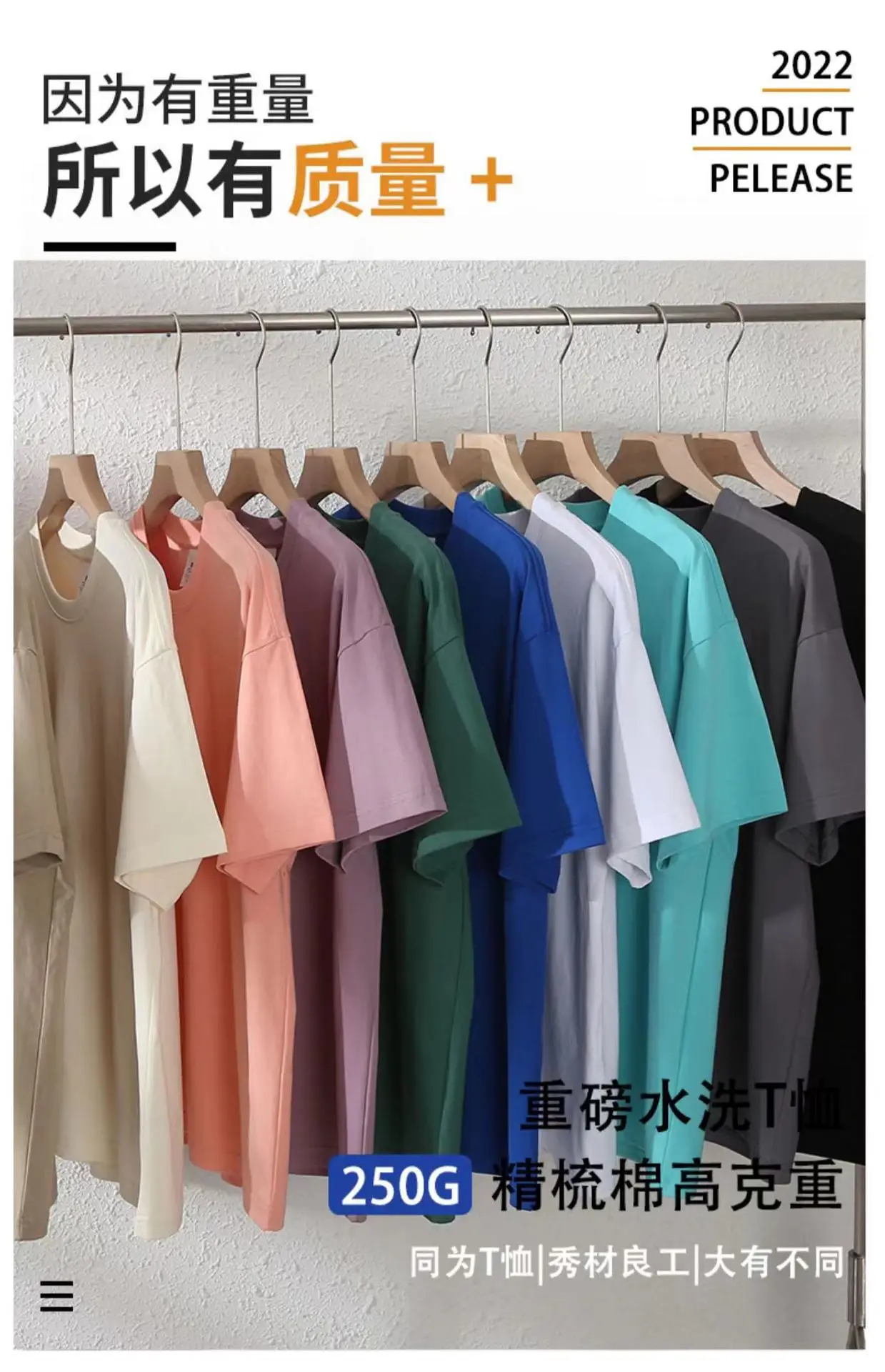 Men Grey T-Shirt 230g Short Sleeve Solid Color — feature 7