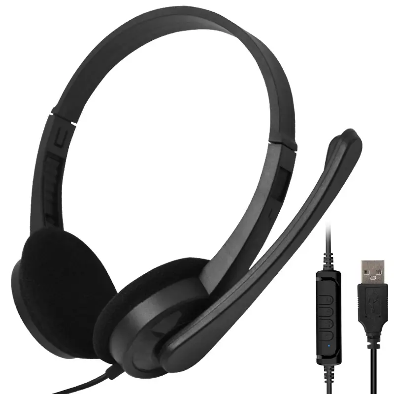 Computer USB video game headset headset headset wired mobile phone computer universal big headset with microphone