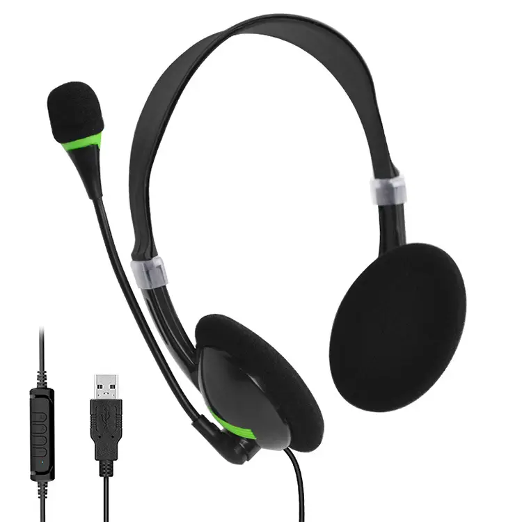 Computer USB video game headset headset headset wired mobile phone computer universal big headset with microphone