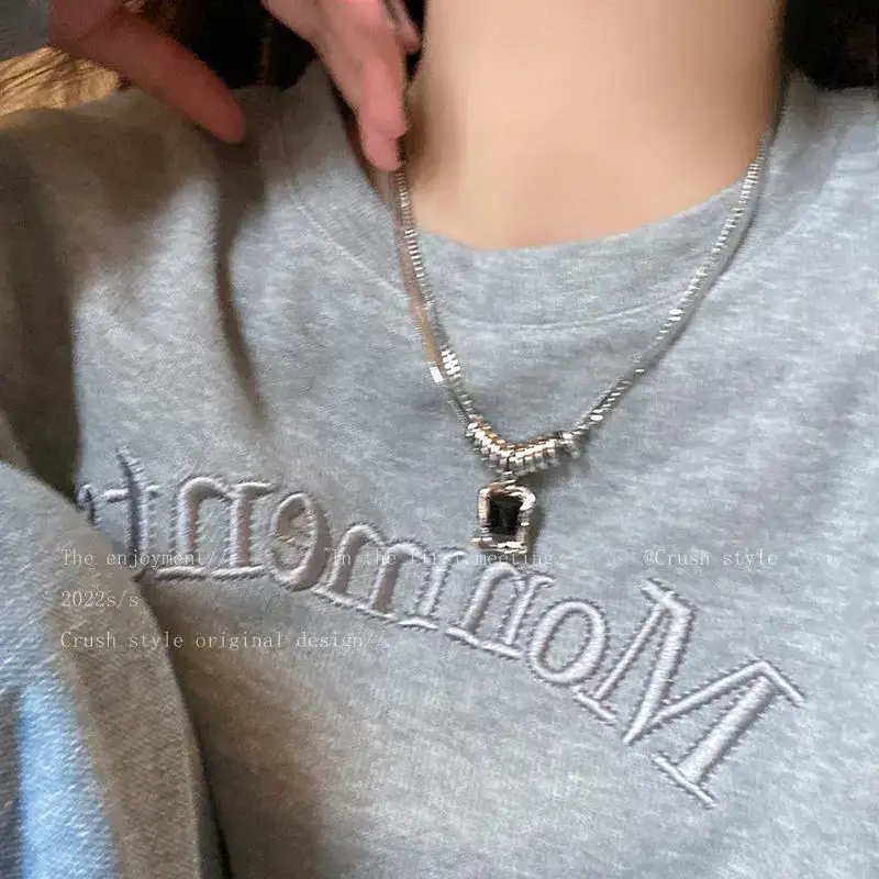 Hip Hop Square Zircon Necklace Women Winter 2022 - Image 4
