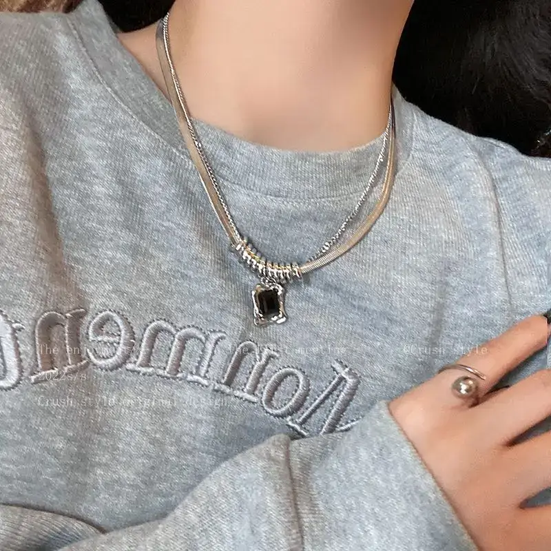 Hip Hop Square Zircon Necklace Women Winter 2022 - Image 6