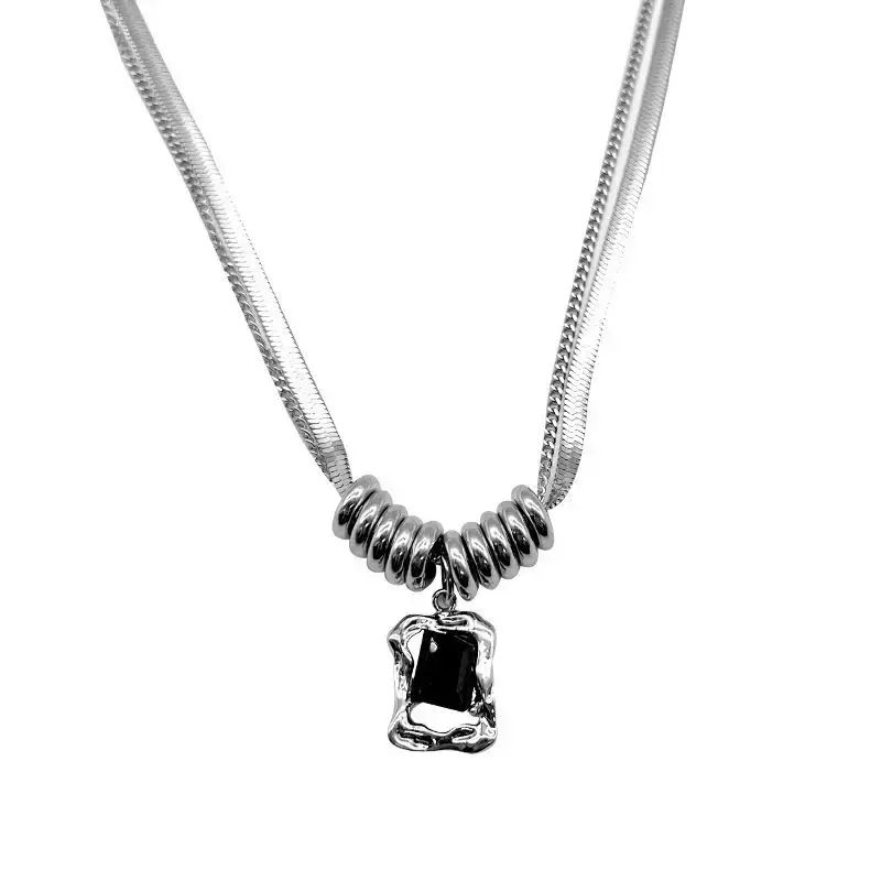 Hip Hop Square Zircon Necklace Women Winter 2022 - Image 7