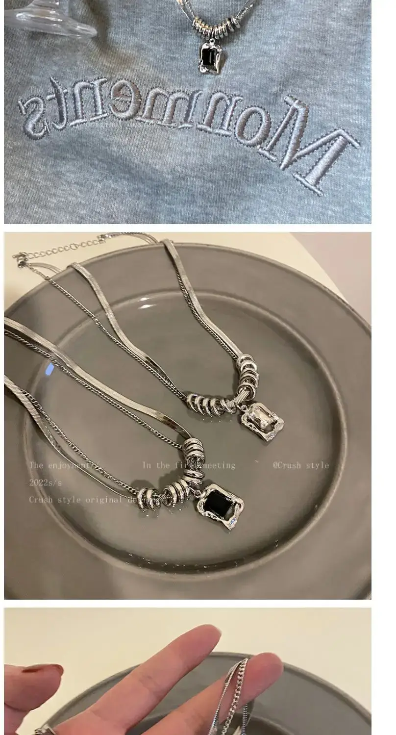 Hip Hop Square Zircon Necklace Women Winter 2022 — feature 4