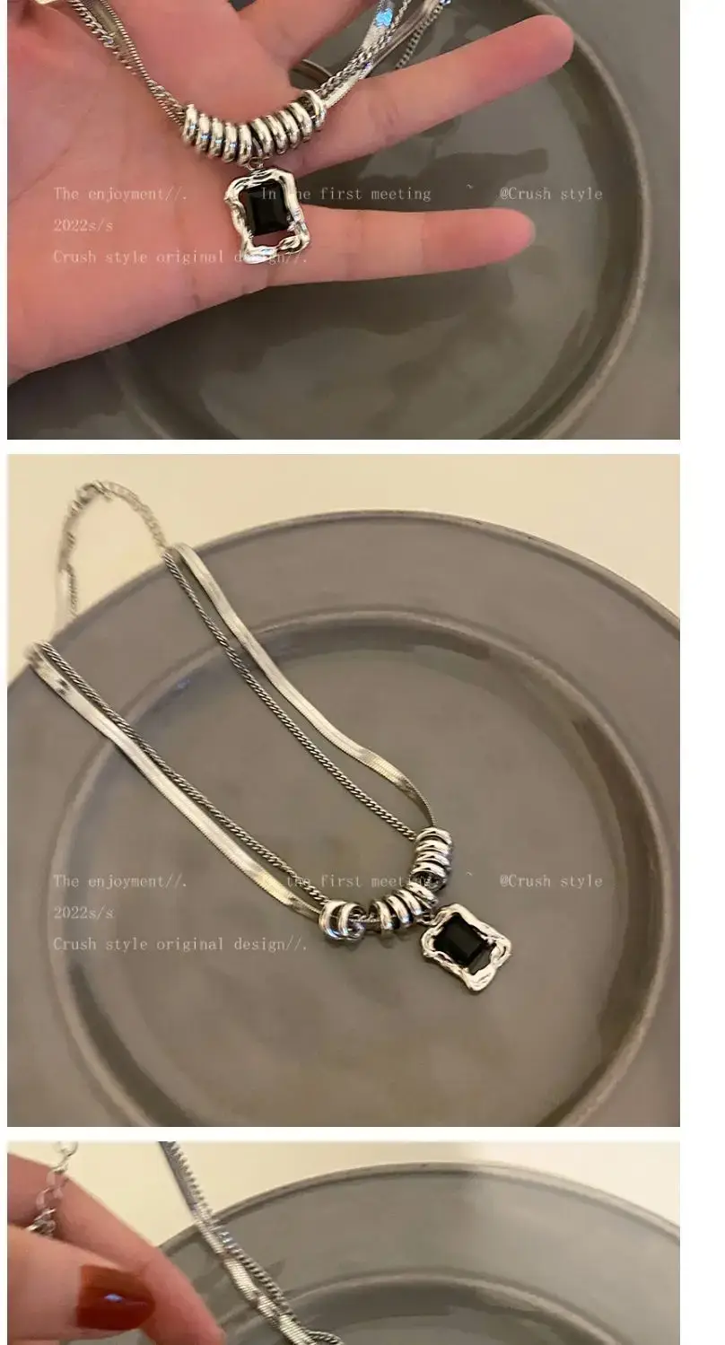 Hip Hop Square Zircon Necklace Women Winter 2022 — feature 5
