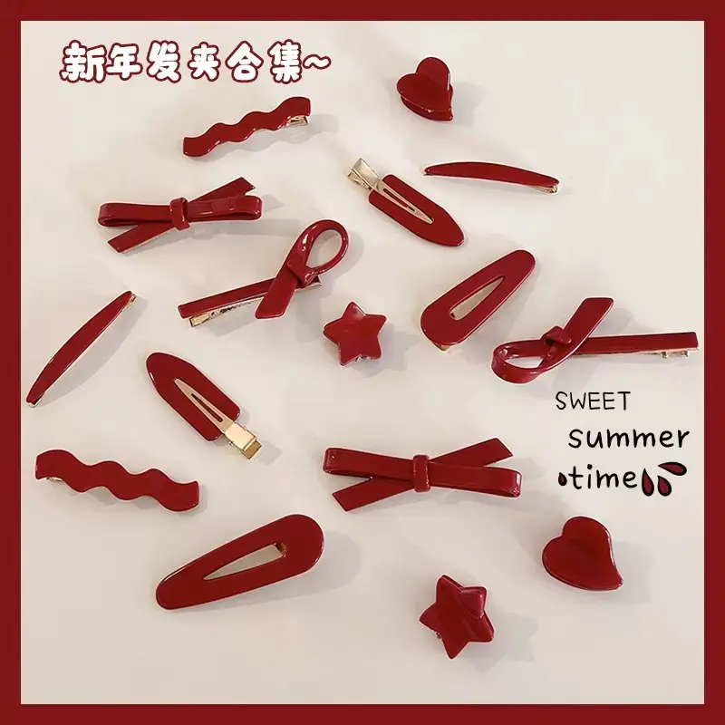 New Year Red Hairpin Women's Side Bangs Clip - Image 8
