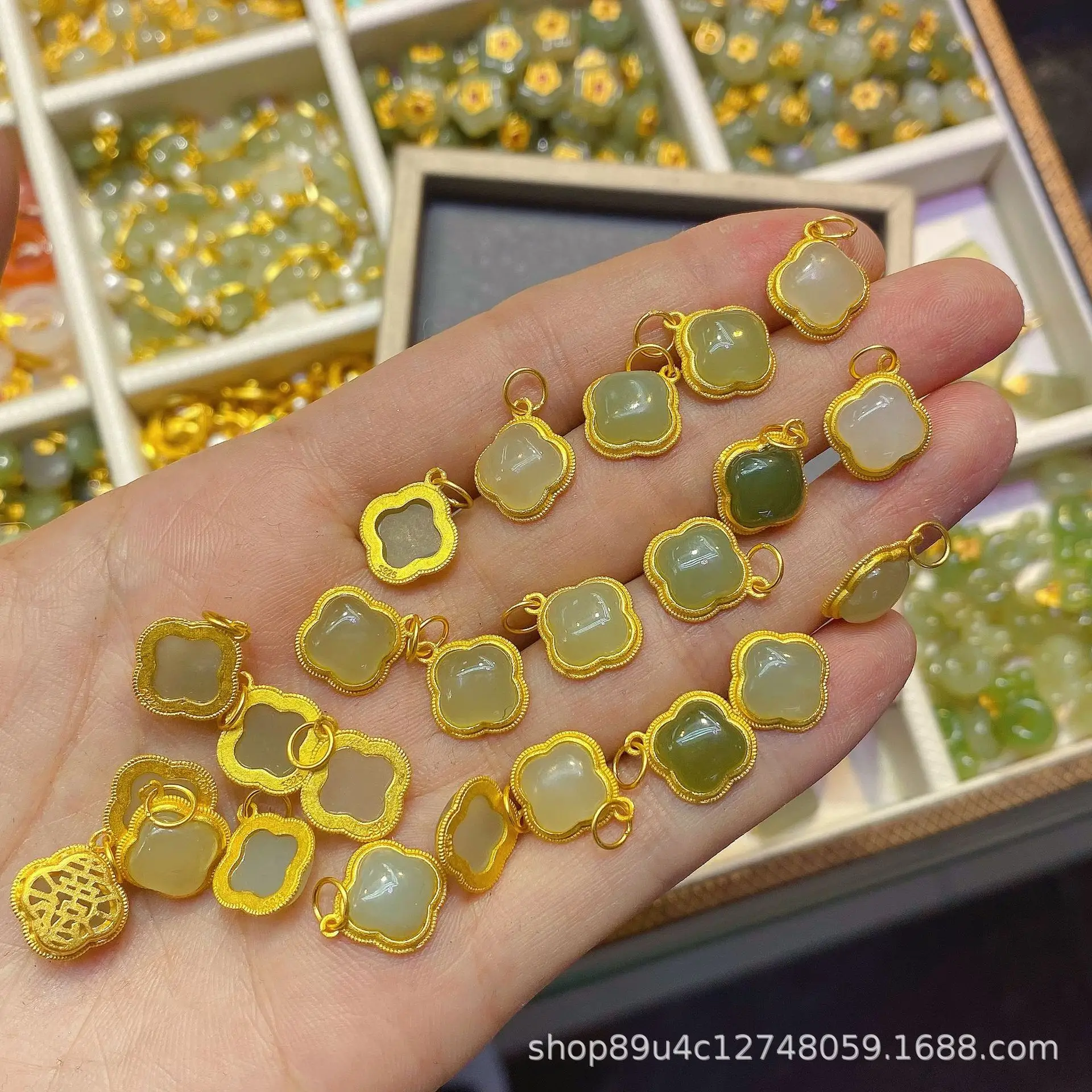 S925 Silver Jade Pendant Set with Gold Plated Accents - Image 2