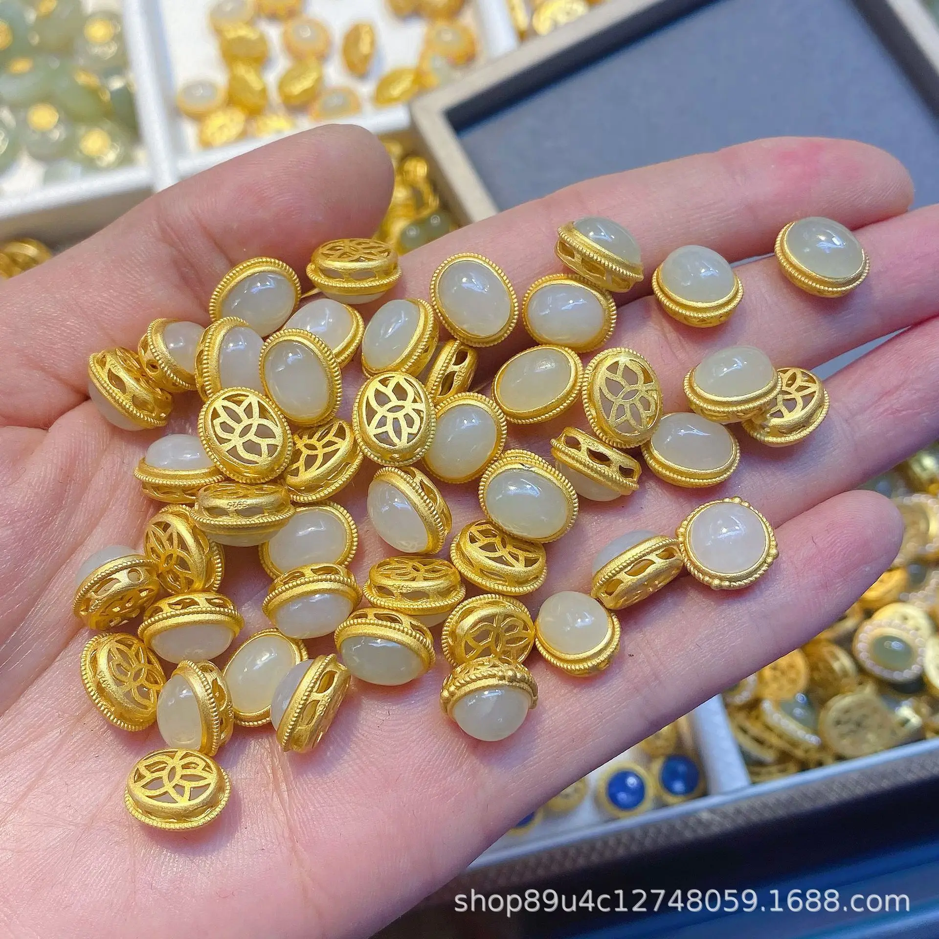 S925 Silver Jade Pendant Set with Gold Plated Accents — feature 18