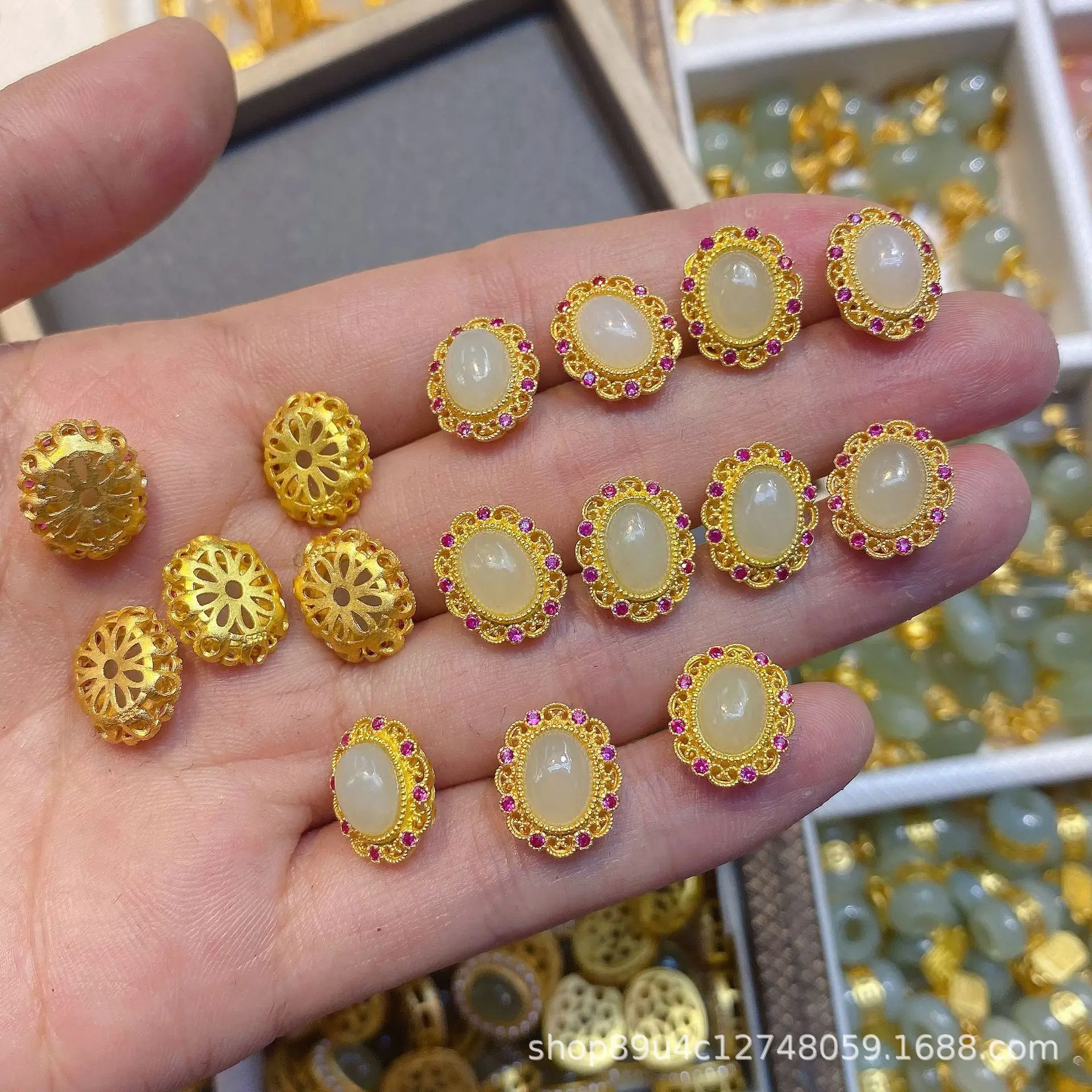 S925 Silver Jade Pendant Set with Gold Plated Accents — feature 9