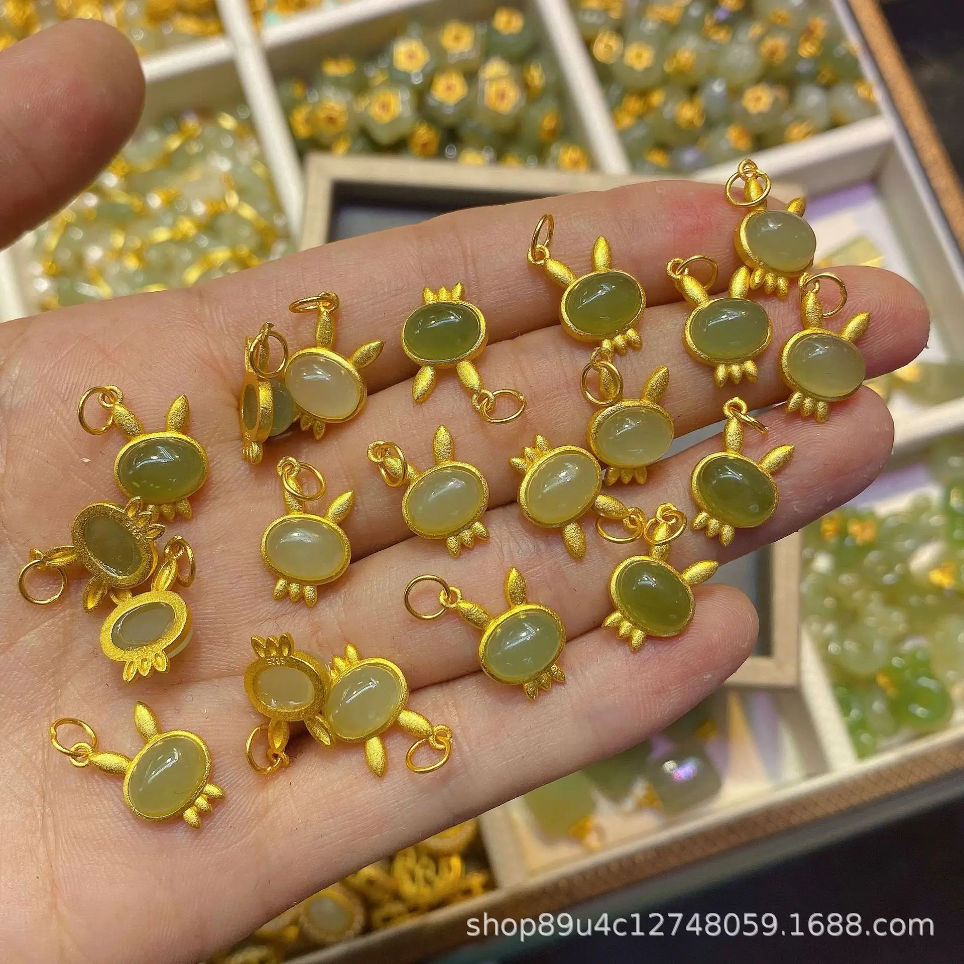 S925 Silver Jade Pendant Set with Gold Plated Accents - Image 4