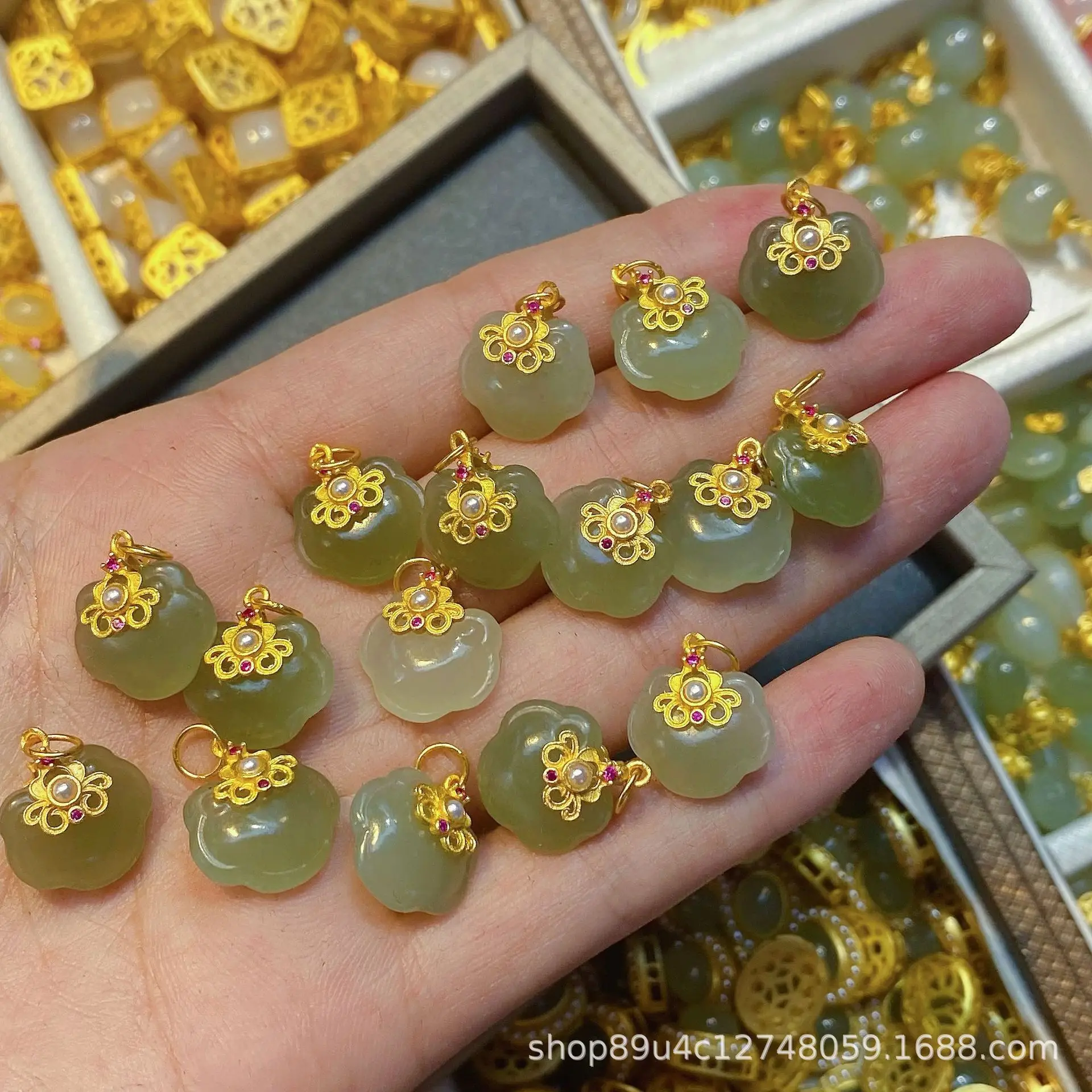 S925 Silver Jade Pendant Set with Gold Plated Accents - Image 6