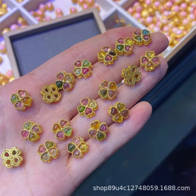 S925 Silver Tourmaline Four Leaf Clover Pendant Set - Image 2