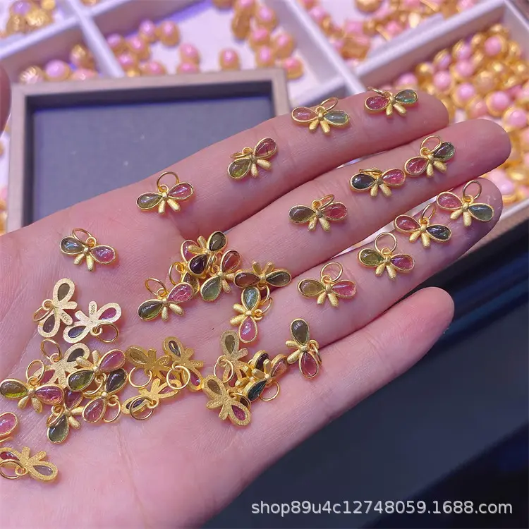 S925 Silver Tourmaline Four Leaf Clover Pendant Set - Image 3