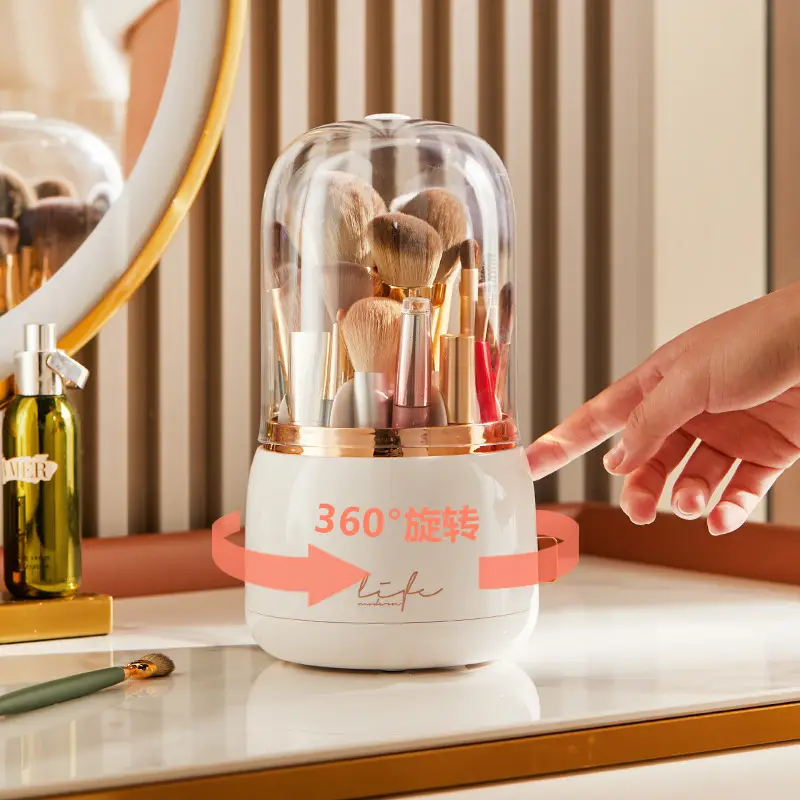 Luxury Makeup Brush Storage with Rotating Barrel - Image 8
