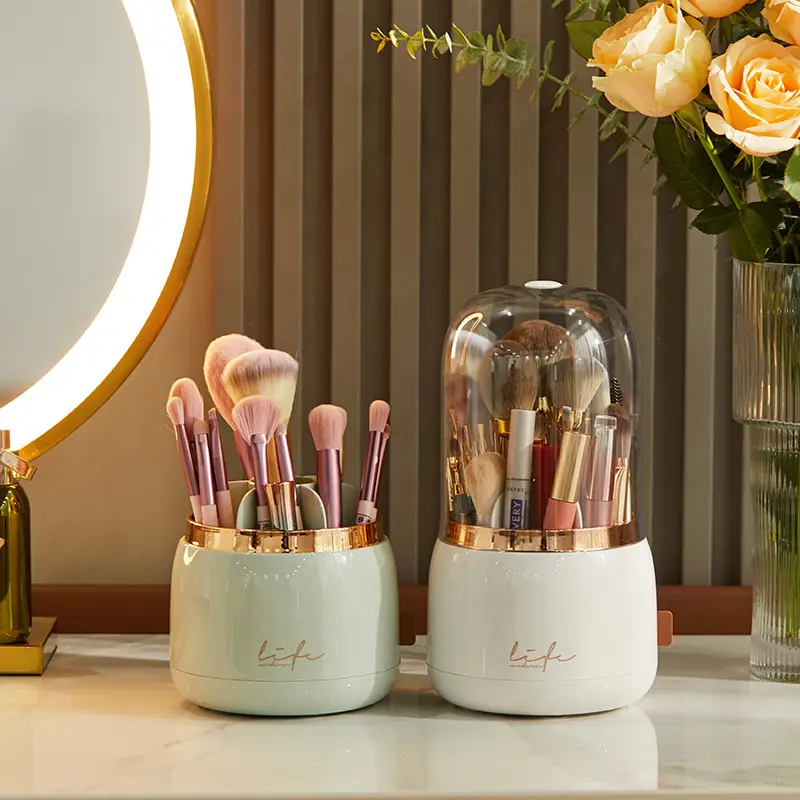 Luxury Makeup Brush Storage with Rotating Barrel - Image 9