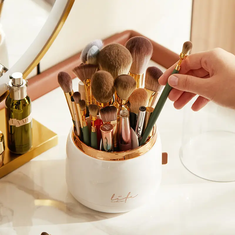 Luxury Makeup Brush Storage with Rotating Barrel - Image 10