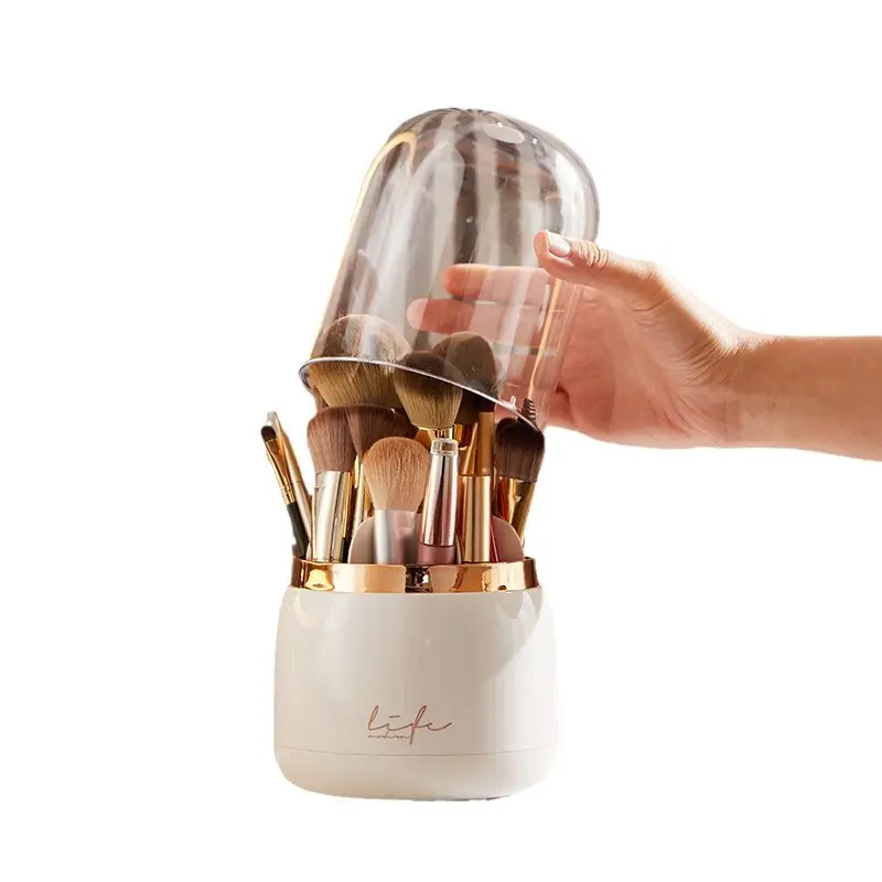 Luxury Makeup Brush Storage with Rotating Barrel - Image 11