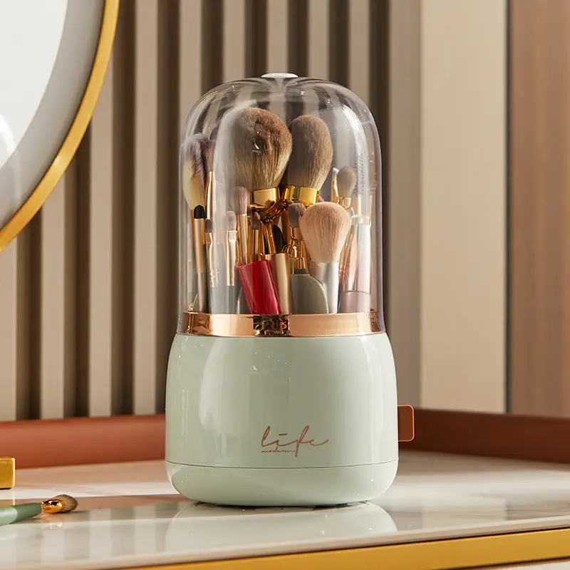 Luxury Makeup Brush Storage with Rotating Barrel - Image 2