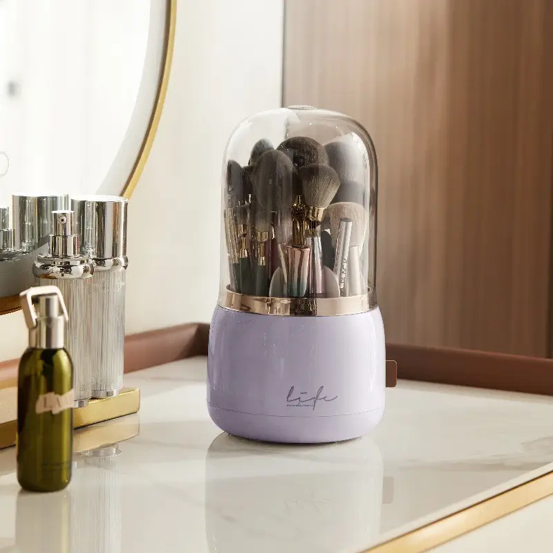 Luxury Makeup Brush Storage with Rotating Barrel - Image 6
