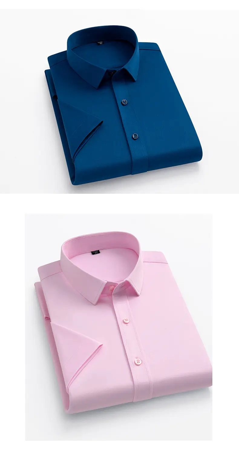 Men's Blue Four-Way Stretch Shirt Spring Business Casual — feature 10