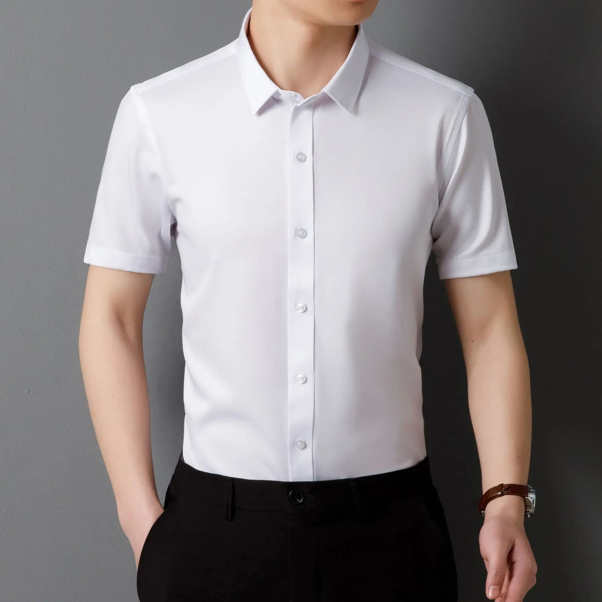 Men's Blue Four-Way Stretch Shirt Spring Business Casual