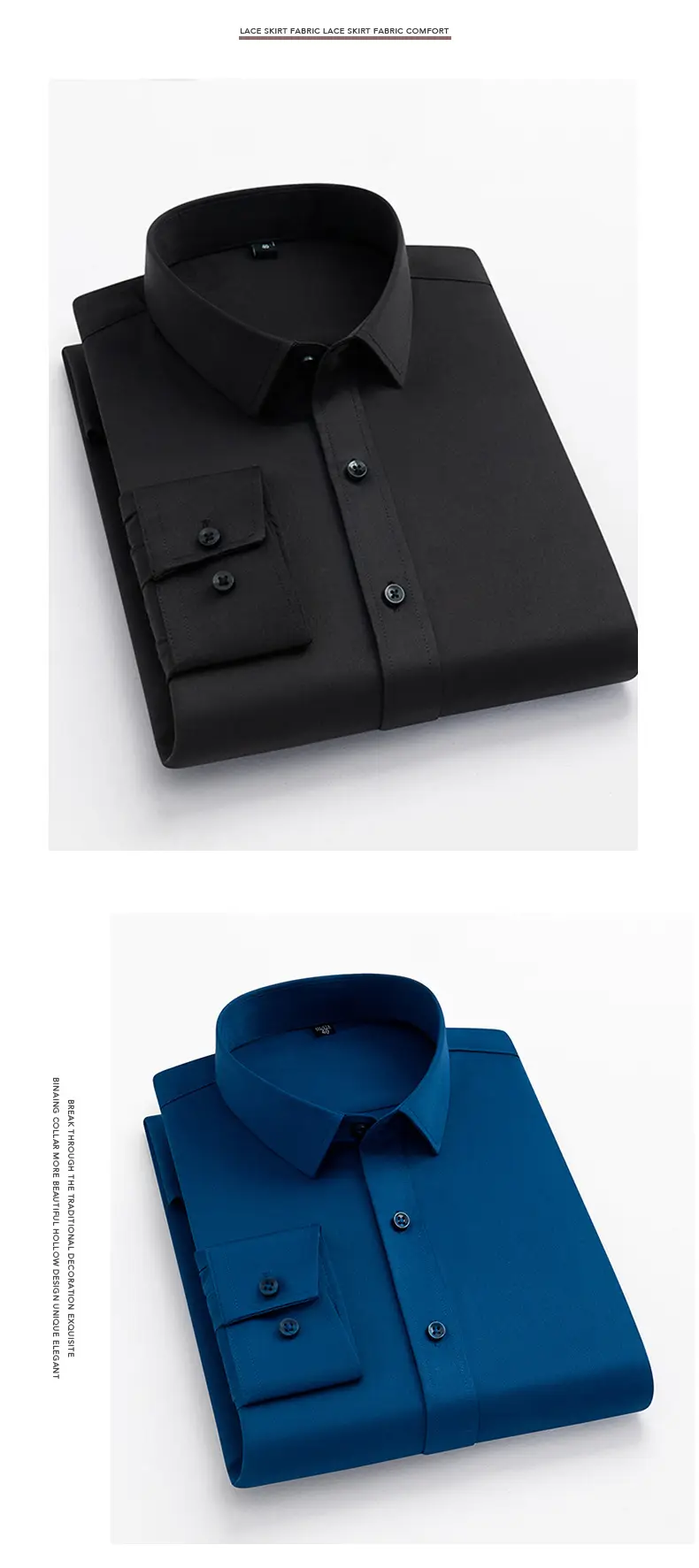 Men's Black Stretch Wrinkle-Free Business Shirt — feature 15