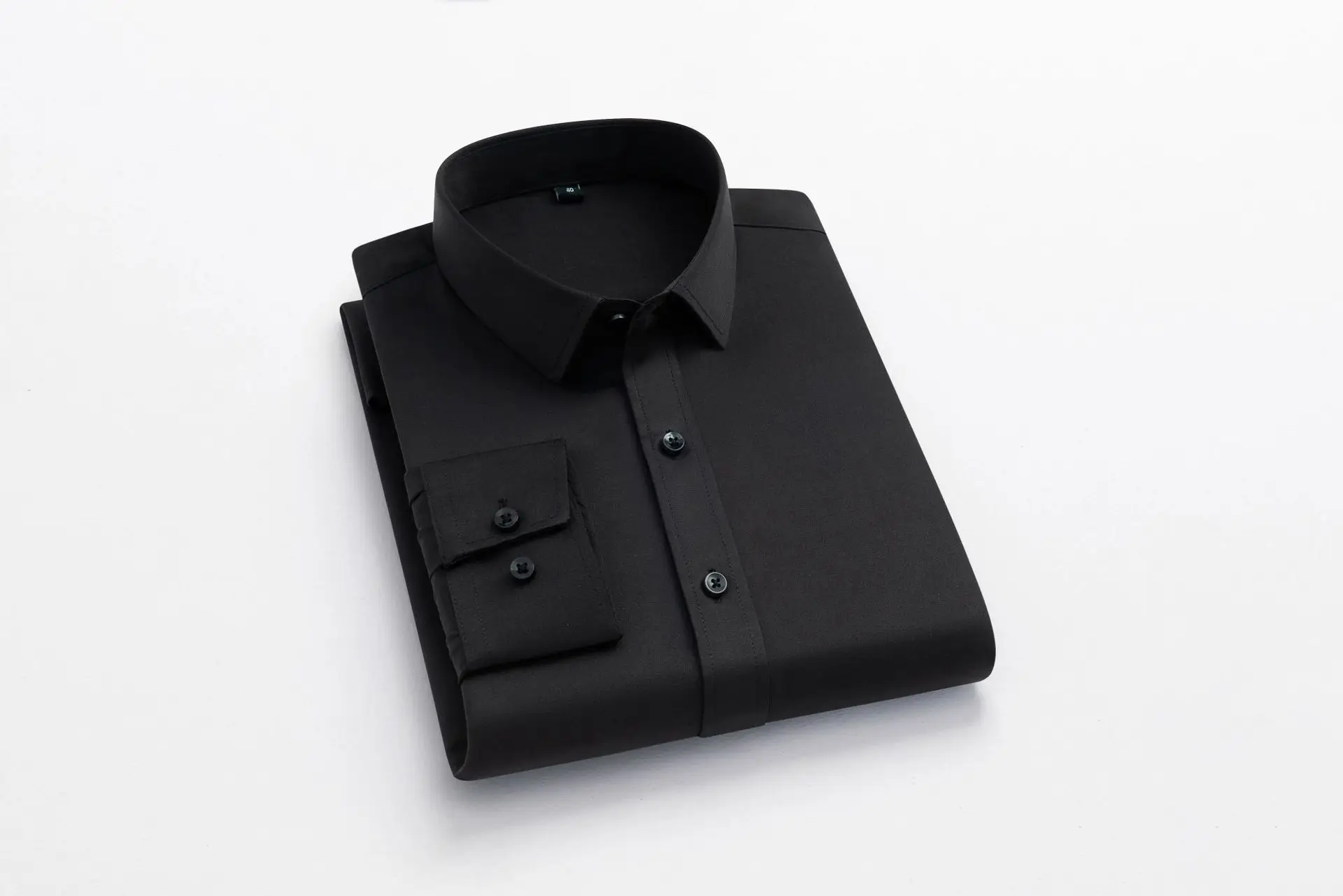 Men's Black Stretch Wrinkle-Free Business Shirt - Image 3