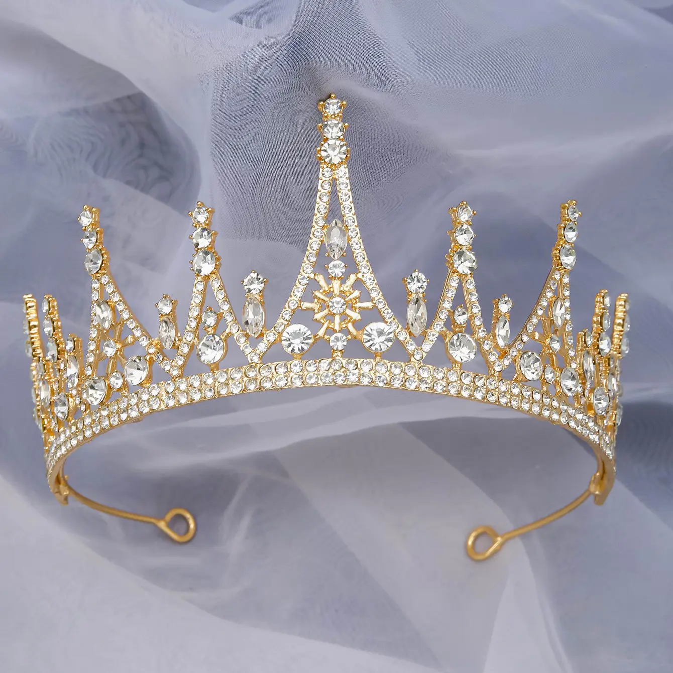 Korean Mori Style Crystal Diamond Hair Crown for Bride — feature 10