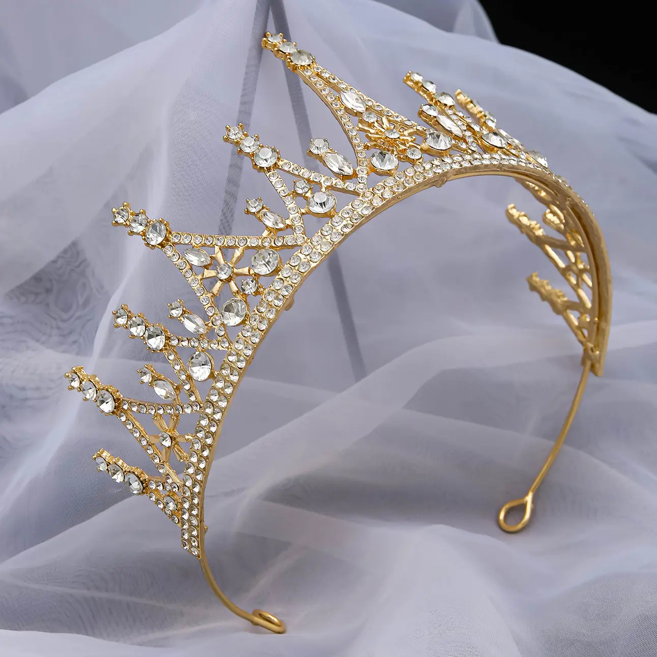 Korean Mori Style Crystal Diamond Hair Crown for Bride — feature 11