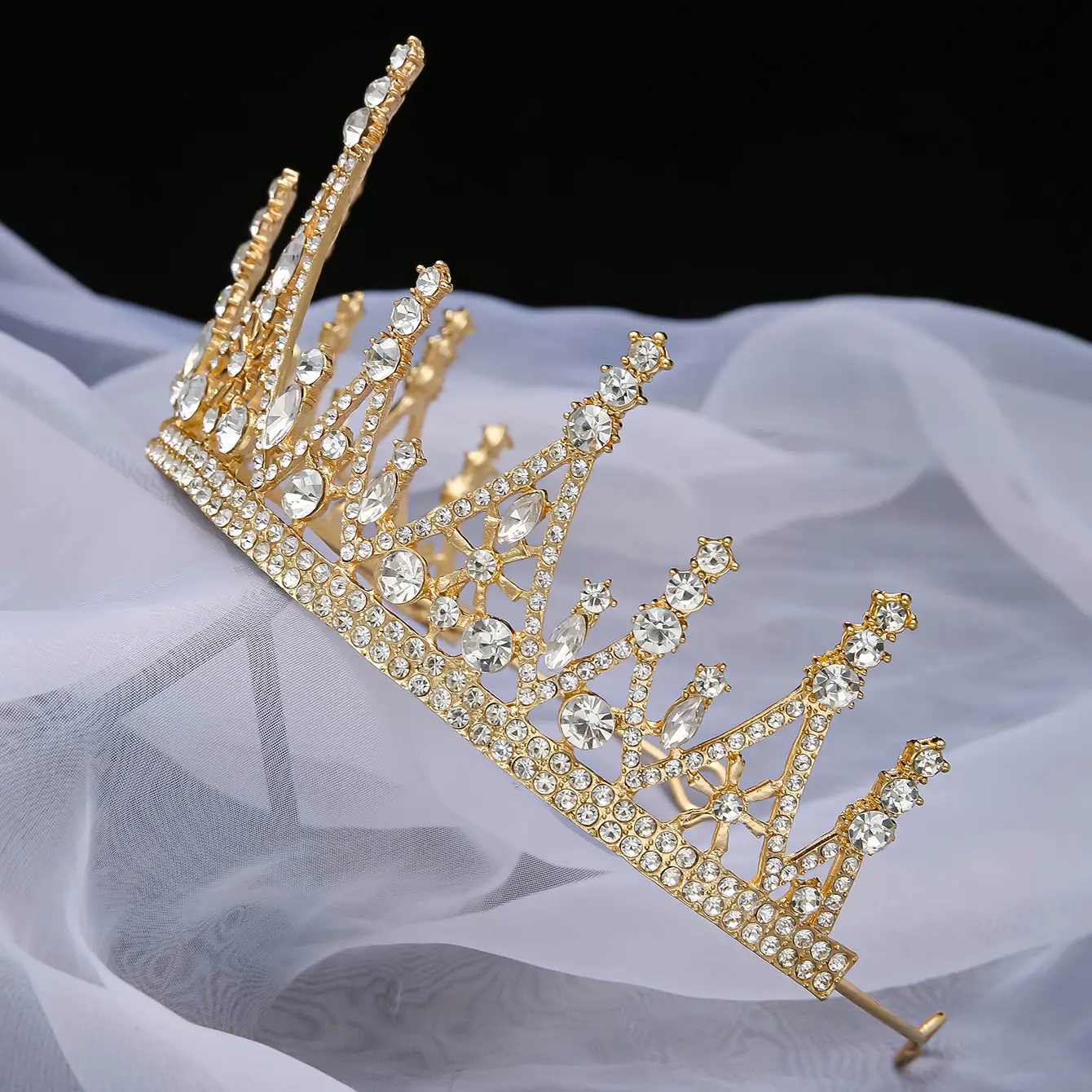 Korean Mori Style Crystal Diamond Hair Crown for Bride — feature 12