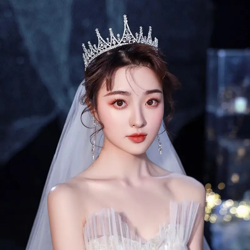 Korean Mori Style Crystal Diamond Hair Crown for Bride — feature 16