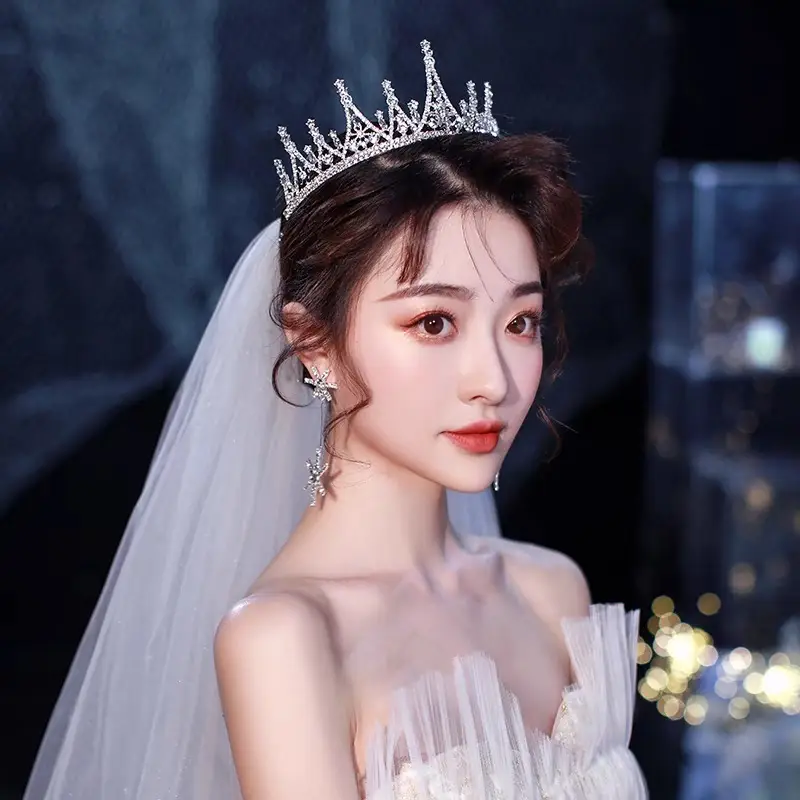 Korean Mori Style Crystal Diamond Hair Crown for Bride — feature 17