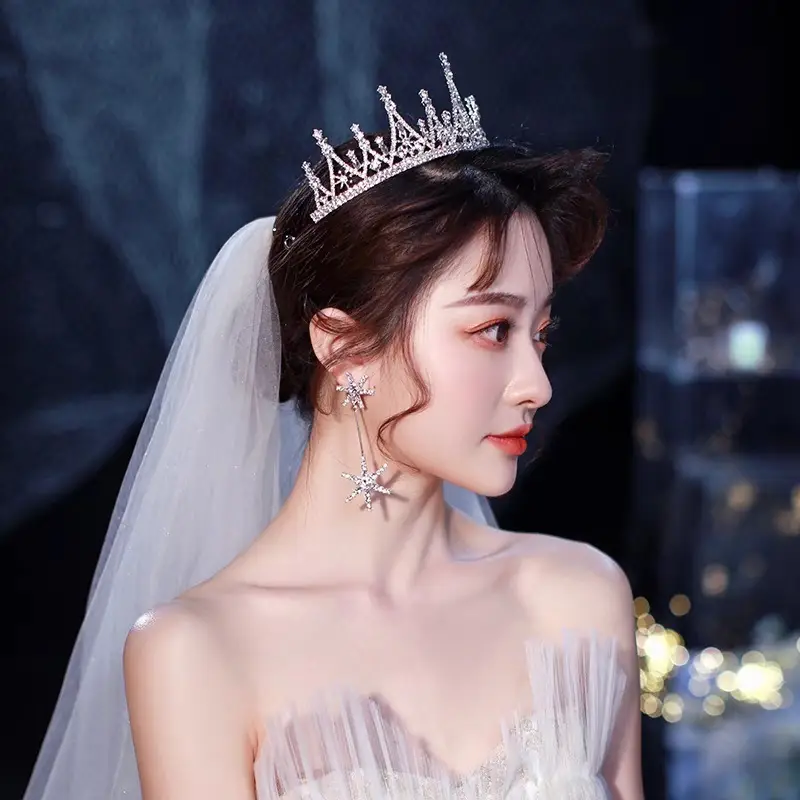 Korean Mori Style Crystal Diamond Hair Crown for Bride — feature 19