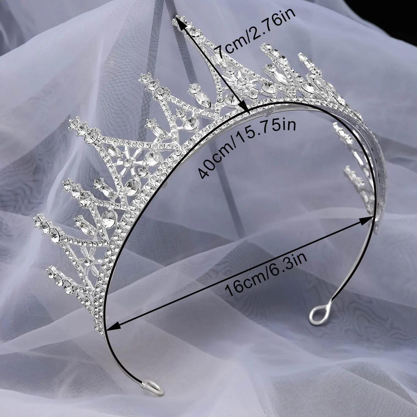 Korean Mori Style Crystal Diamond Hair Crown for Bride — feature 6