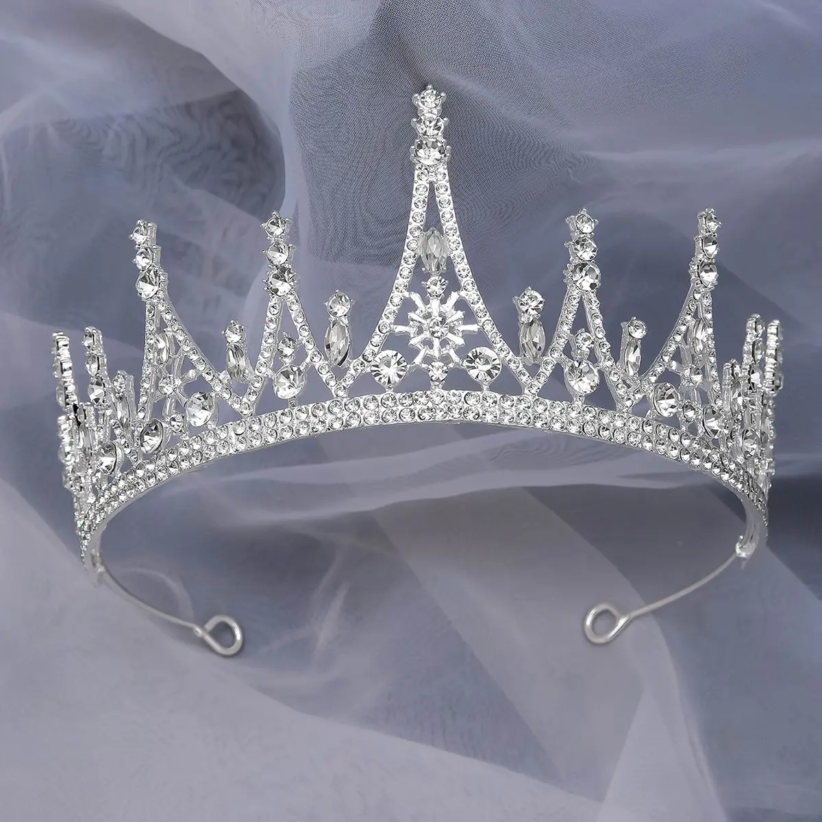 Korean Mori Style Crystal Diamond Hair Crown for Bride — feature 7