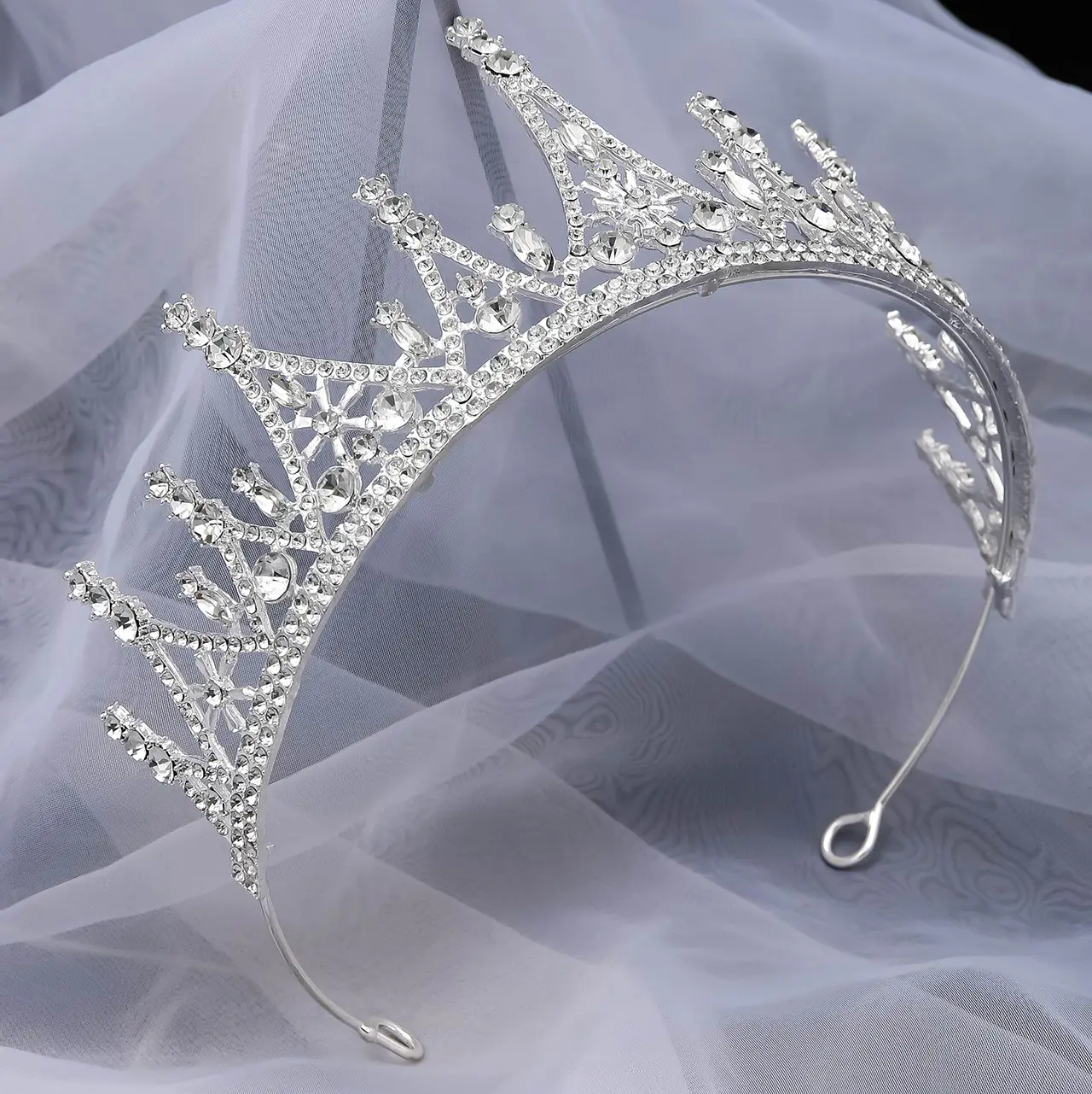 Korean Mori Style Crystal Diamond Hair Crown for Bride — feature 8