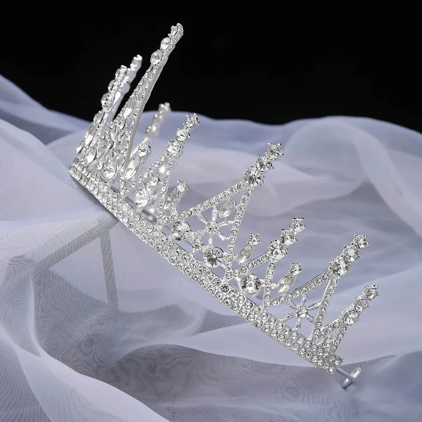 Korean Mori Style Crystal Diamond Hair Crown for Bride — feature 9
