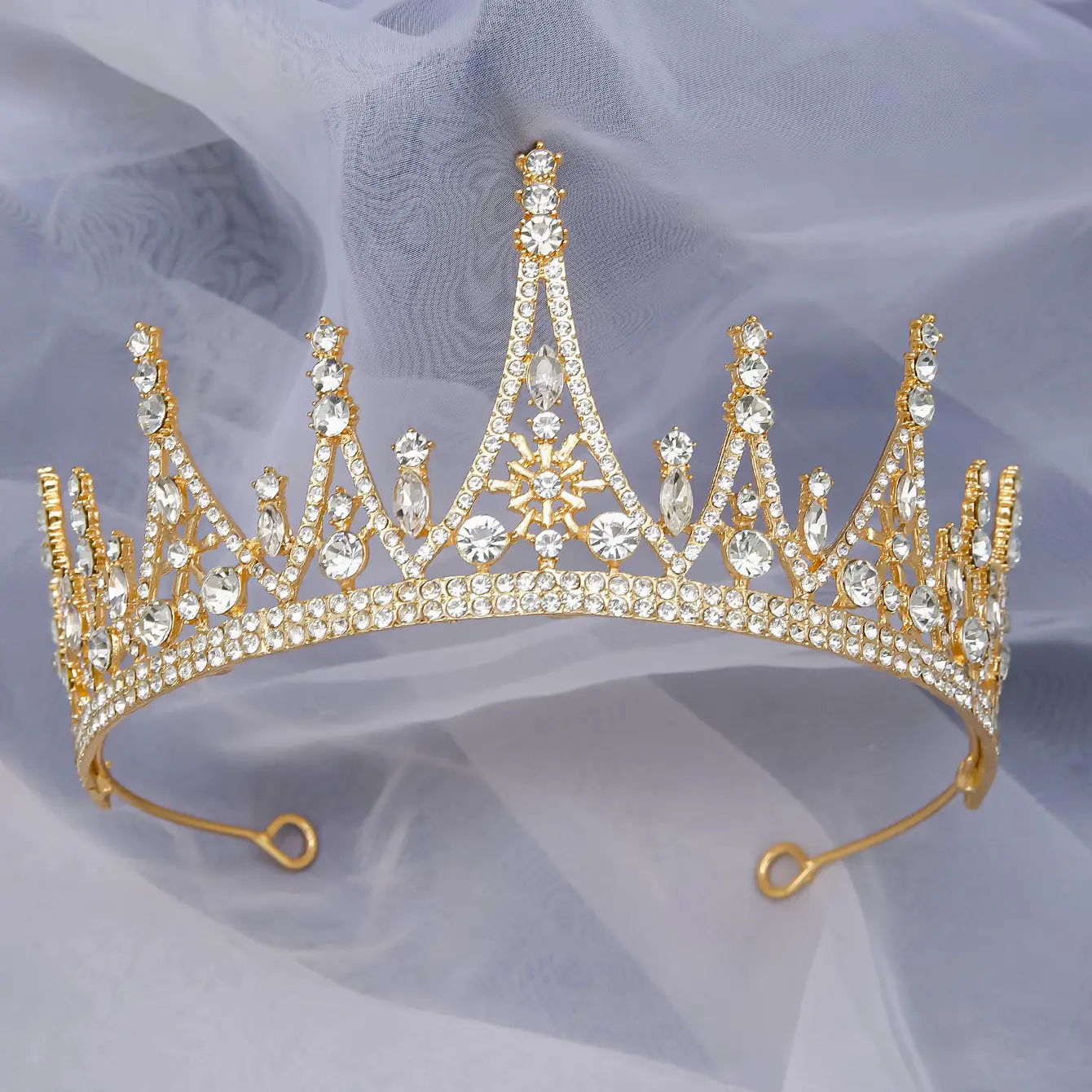 Korean Mori Style Crystal Diamond Hair Crown for Bride - Image 2