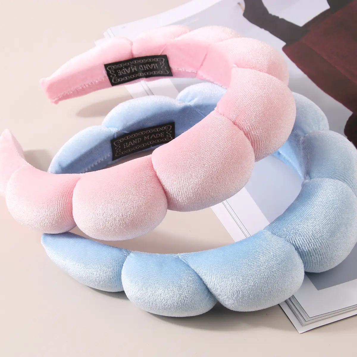 Women's Pink Foam Hair Band with Adjustable Strap - Image 30