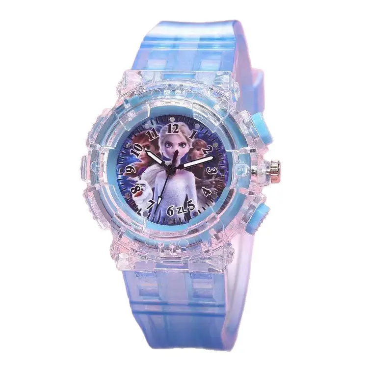 Ready Stock Children's Luminous Watch Princess Su Princess Aisha Colorful Flashing Light Girl Gift Watch
